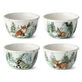 Certified International Winter Cabin 4 pc Ice Cream Bowl Set
