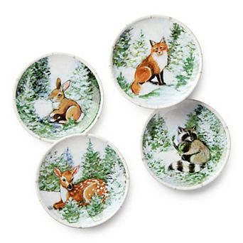 Certified International Winter Cabin 4 pc Canape Plate Set