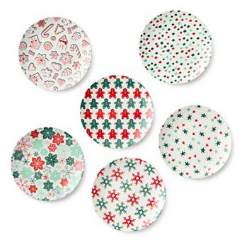 Certified International Holiday Spruce 6 pc Salad Plate Set