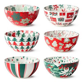 Certified International Holiday Spruce 6 pc All Purpose Bowl Set