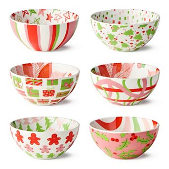 Certified International Scarlet Ribbon 6 pc All Purpose Bowl Set