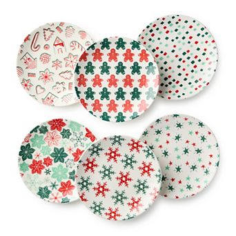 Certified International Holiday Spruce 6 pc Canape Plate Set