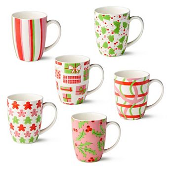 Certified International Scarlet Ribbon 6 pc Mug Set