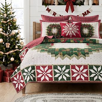 Greenland Home Fashions Merry Berry Patchwork Quilt Set with Shams