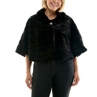 Plus Size Nina Leonard Faux Fur Caplet Bolero Sweater