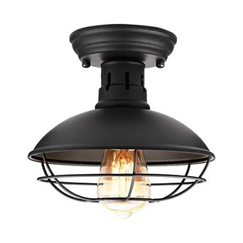 Farmhouse Flush Mount Ceiling Light Industrial Metal Cage E26 Hallway Kitchen Porch