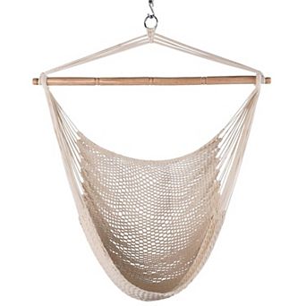 Caribbean Hanging Rope Chair 40 in Hardwood Bar Indoor Outdoor 300Lbs