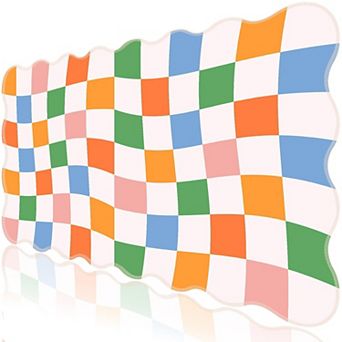 Checkered Mouse Pad 35.4x15.7 in Scalloped Gaming Desk Mat