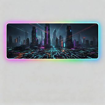 Cyberpunk RGB Gaming Mouse Pad 31.5"x11.8" LED Desk Mat
