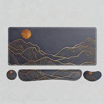 4-in-1 Gaming Mouse Pad Set Memory Foam Wrist Rest Large Desk Mat