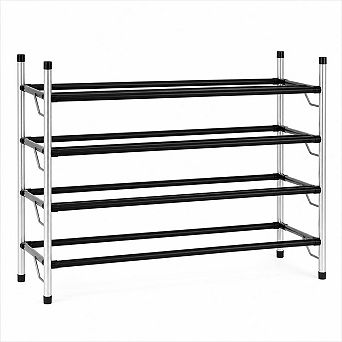 USTECH 4 tier Expandable Shoe Rack, Adjustable Stackable Metal Shoe Organizer for Closet or Entryway