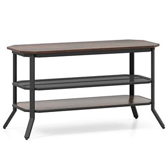 Costway TV Stand for 46" TVs with 2 Storage Shelves Tapered Metal Legs for Living Room