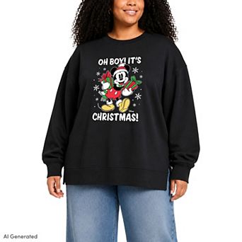 Plus Size Disney's Mickey "Oh Boy! It's Christmas!" Graphic Tee