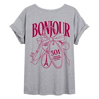 Juniors' Emily in Paris “Bonjour” Paris Charm Oversized Tee