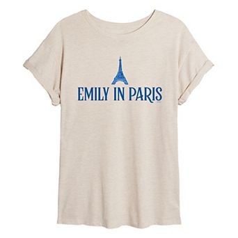 Juniors' Emily in Paris Logo Oversized Tee