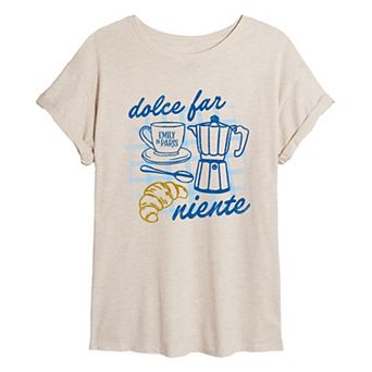 Juniors' Emily in Paris “Dolce Far Niente” Oversized Tee