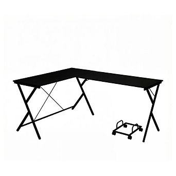 GOODSILO Modern L-Shape Computer Desk with Sturdy Metal Frame