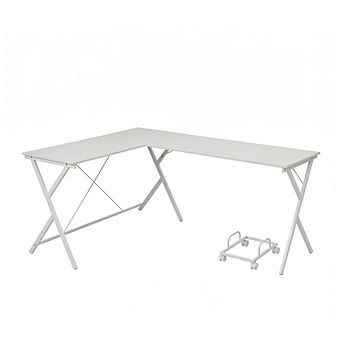 GOODSILO Modern L-Shape Computer Desk with Sturdy Metal Frame