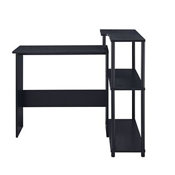GOODSILO Modern L-Shaped Writing Desk with Storage Shelf
