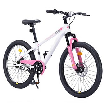 24 Inch Kids Mountain Bike with Double Disc Brake and Suspension Fork, for City Mud Gravel Roads