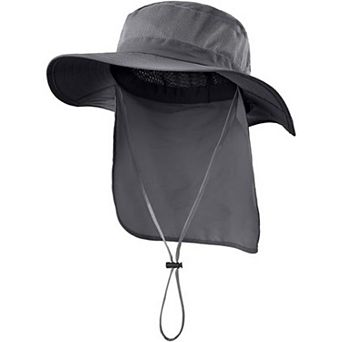 UPF50+ Mesh Sun Hat Wide Brim Fishing Hat with Neck Flap for Men & Women, Outdoor