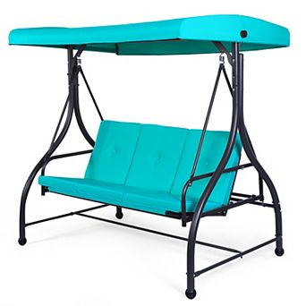 Costway Converting Outdoor Swing Canopy Hammock 3 Seats Patio Deck Furniture