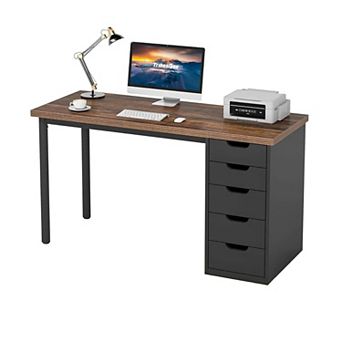 YIORTWO Computer Desk with 5 Drawers Modern Writing Study Table