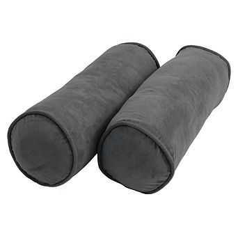 Blazing Needles Double-Corded Solid Microsuede Bolster Pillows with Inserts (Set of 2)