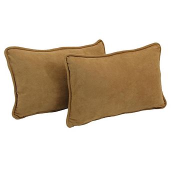 Blazing Needles Double-Corded Solid Microsuede Back Support Pillows with Inserts (Set of 2)