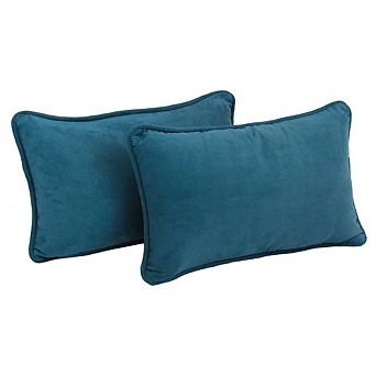 Blazing Needles Double-Corded Solid Microsuede Back Support Pillows with Inserts (Set of 2)