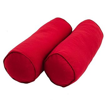 Blazing Needles Double-Corded Solid Twill Bolster Pillows with Inserts (Set of 2)