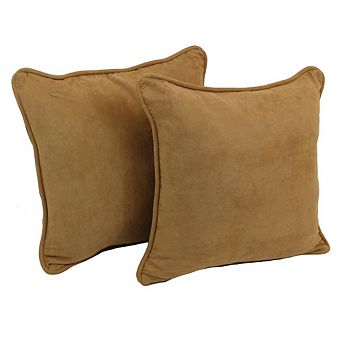 Blazing Needles Double-Corded Solid Microsuede Square Throw Pillows (Set of 2)
