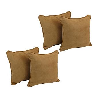 Blazing Needles Double-Corded Solid Microsuede Square Throw Pillows with Inserts (Set of 4)