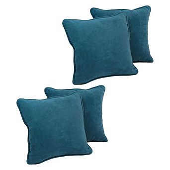 Blazing Needles Double-Corded Solid Microsuede Square Throw Pillows with Inserts (Set of 4)