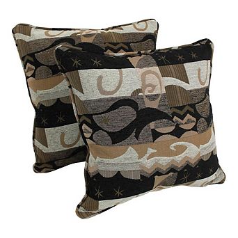 Blazing Needles Double-Corded Patterned Jacquard Chenille Square Floor Pillows with Inserts