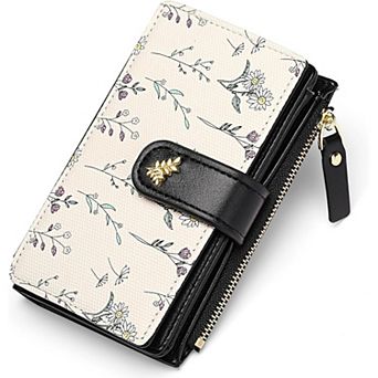 Floral PU Leather Wallet for Women Large Capacity Card Holder for Daily Travel Shopping