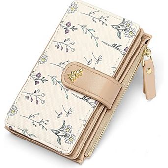 Floral PU Leather Wallet for Women Large Capacity Card Holder for Daily Travel Shopping