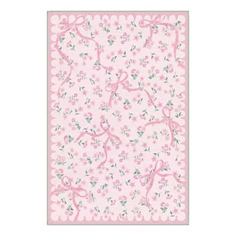 GENIMO Bow Shaped Flower Machine Washable Low Pile Non Slip Soft Rug