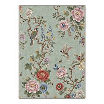 GENIMO Bird Blossom Branch Butterfly Machine Washable Low Pile Non Slip Soft Rug
