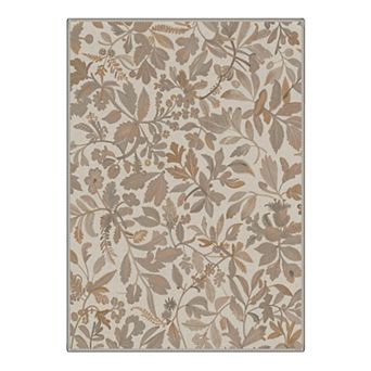GENIMO Botanical Leaf Vine Pattern Machine Washable Low Pile Non Slip Soft Rug