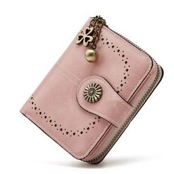 Women's RFID Blocking Waxed PU Leather Bifold Wallet with Zipper Coin Pocket for Shopping Travel