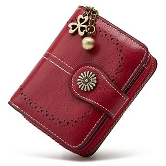 Women's RFID Blocking Waxed PU Leather Bifold Wallet with Zipper Coin Pocket for Shopping Travel