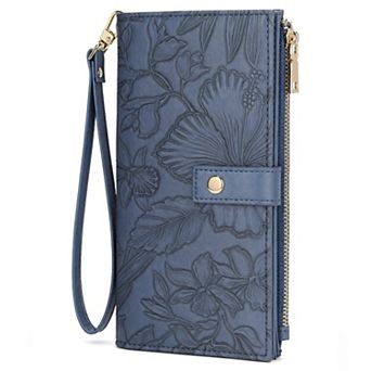 Women's RFID Blocking PU Leather Trifold Wallet, Large Capacity Wristlet Clutch for Travel Shopping