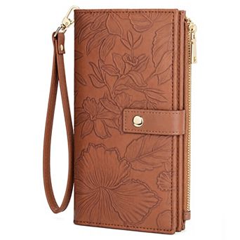 Women's RFID Blocking PU Leather Trifold Wallet, Large Capacity Wristlet Clutch for Travel Shopping