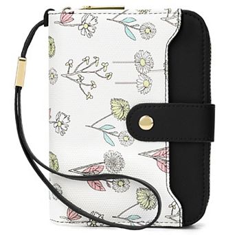 Women's Floral RFID PU Leather Wristlet Wallet, 35 Card Slots Card Holder for Travel Daily Use