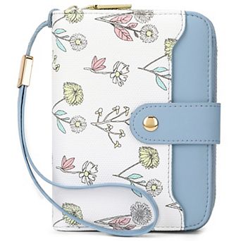 Women's Floral RFID PU Leather Wristlet Wallet, 35 Card Slots Card Holder for Travel Daily Use