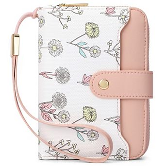 Women's Floral RFID PU Leather Wristlet Wallet, 35 Card Slots Card Holder for Travel Daily Use