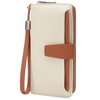 Women's Large Capacity RFID Blocking Wallet, PU Leather Wristlet Phone Clutch for Daily Travel Use