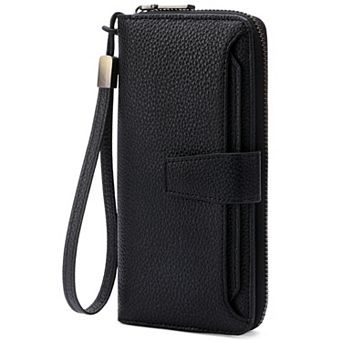 Women's Large Capacity RFID Blocking Wallet, PU Leather Wristlet Phone Clutch for Daily Travel Use
