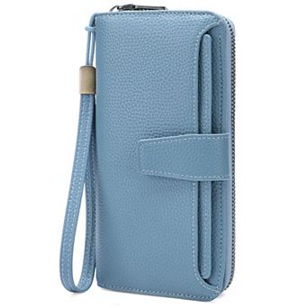 Women's Large Capacity RFID Blocking Wallet, PU Leather Wristlet Phone Clutch for Daily Travel Use